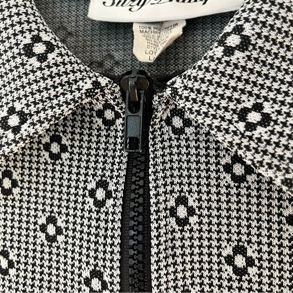 Vintage 90s Y2K Zip Front Plaid Daisy Mini Dress academia club extra small - Picture 5 of 10